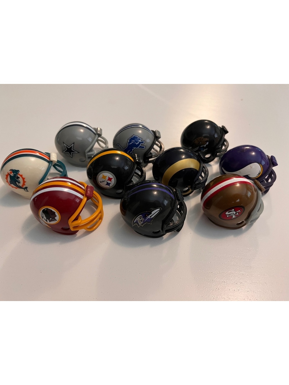 Set of 10 NFL Pocket Mini Football Helmets